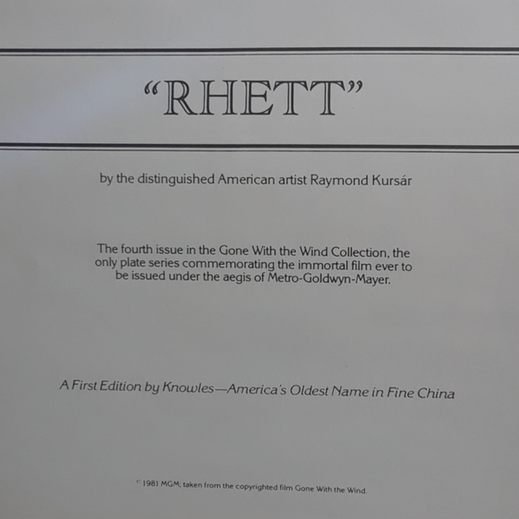 Vintage Collectors Plate Gone with Wind - Picture 5 of 5